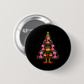Nk Flamingo Christmas Tree Santa Hat Xmas Button (Vorne & Hinten)