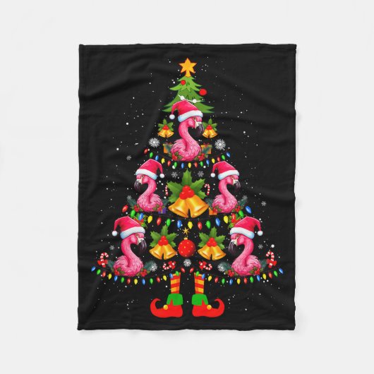 Nk Flamingo Christmas Tree Santa Hat Xmas Fleecedecke (Vorderseite)