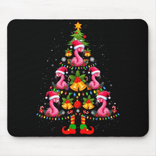 Nk Flamingo Christmas Tree Santa Hat Xmas Mousepad (Vorne)