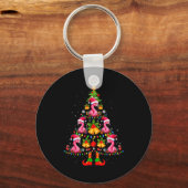 Nk Flamingo Christmas Tree Santa Hat Xmas  Schlüsselanhänger (Vorderseite)