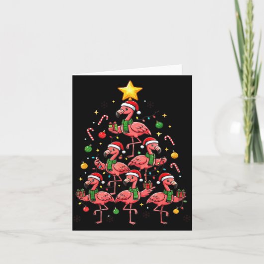Nk Flamingo Christmas Tree With Santa Hats & H Karte (Vorderseite)
