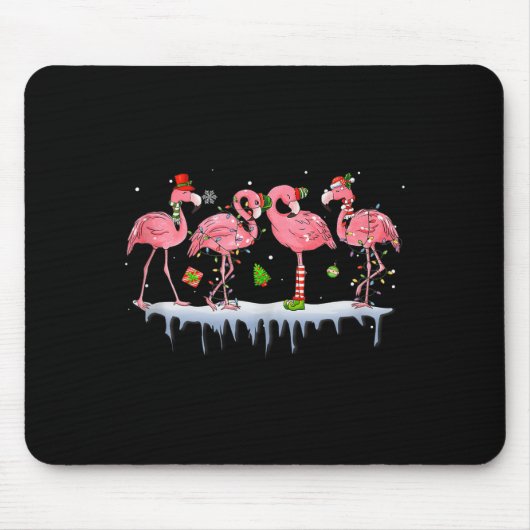 Nk Flamingo Hat Santa Merry Christmas Lights Women Mousepad (Vorne)