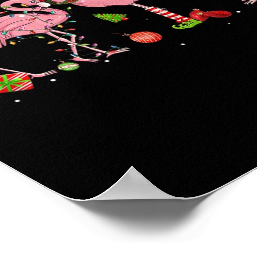 Nk Flamingo Hat Santa Merry Christmas Lights Women Poster (Ecke)