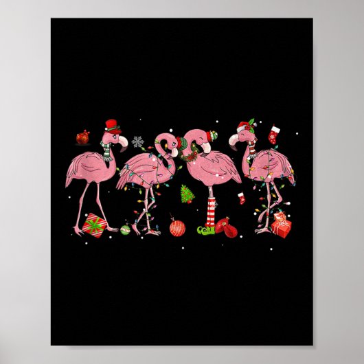 Nk Flamingo Hat Santa Merry Christmas Lights Women Poster (Vorne)