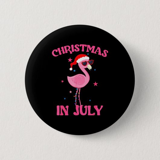 Nk Flamingo In Santa Hat Christmas In July Girl Button (Vorderseite)