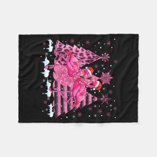 Nk Flamingo Santa Hat Leopard Christmas Tree Xmas  Fleecedecke (Vorderseite (Horizontal))