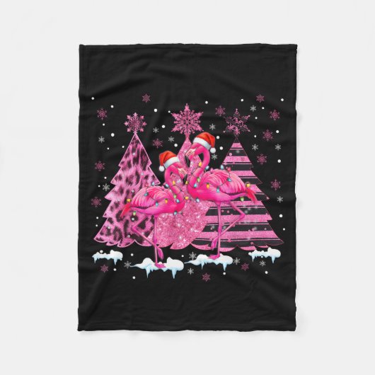 Nk Flamingo Santa Hat Leopard Christmas Tree Xmas Fleecedecke (Vorderseite)