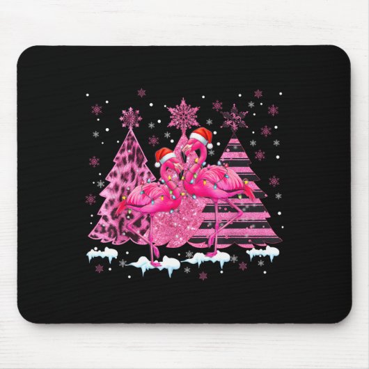 Nk Flamingo Santa Hat Leopard Christmas Tree Xmas Mousepad (Vorne)