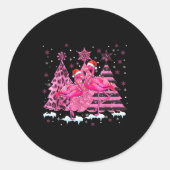 Nk Flamingo Santa Hat Leopard Christmas Tree Xmas Runder Aufkleber (Vorderseite)