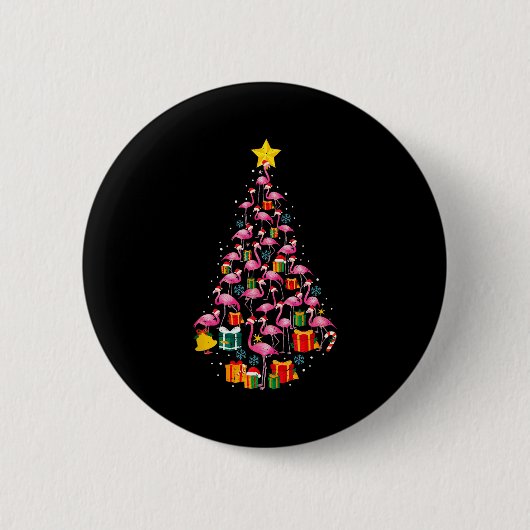 Nk Flamingo Santa Merry Christmas Tree Lights Wome Button (Vorderseite)