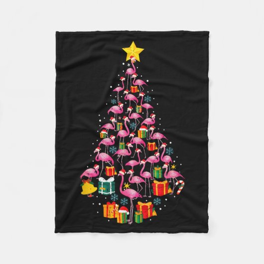 Nk Flamingo Santa Merry Christmas Tree Lights Wome Fleecedecke (Vorderseite)