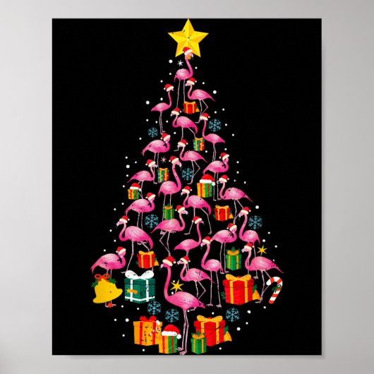 Nk Flamingo Santa Merry Christmas Tree Lights Wome Poster (Vorne)