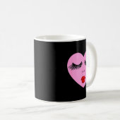 Nk Lady Heart With Eyelashes Valentines Day Kiss Kaffeetasse (VorderseiteRechts)