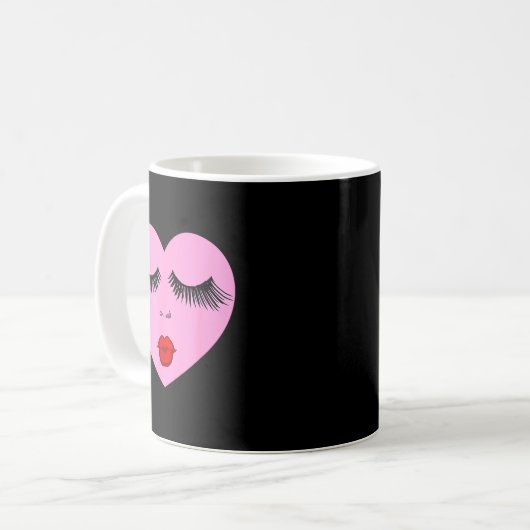 Nk Lady Heart With Eyelashes Valentines Day Kiss  Kaffeetasse (Vorderseite Links)