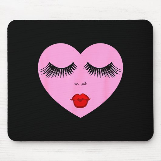 Nk Lady Heart With Eyelashes Valentines Day Kiss Mousepad (Vorne)