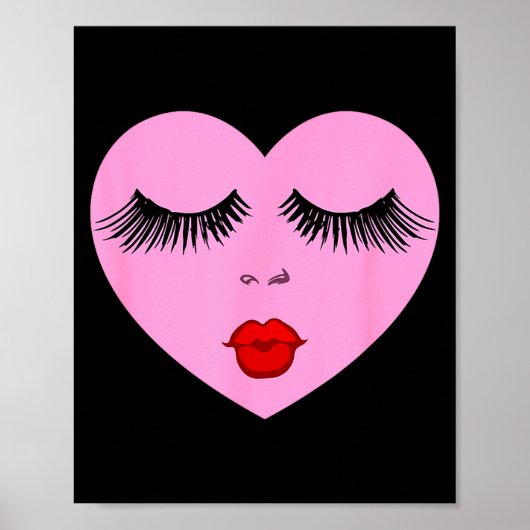 Nk Lady Heart With Eyelashes Valentines Day Kiss  Poster (Vorne)