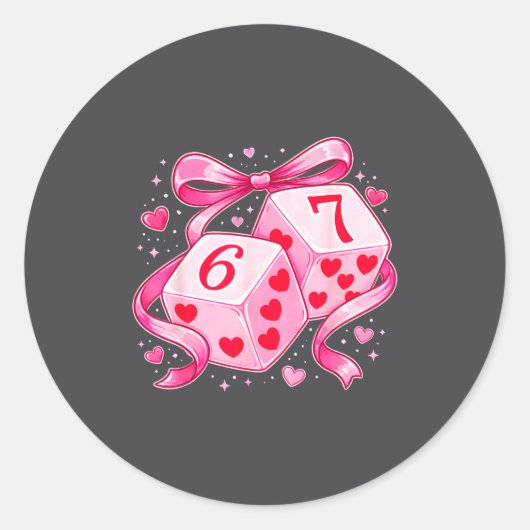 Nk Love Dice 6 7 Hearts Valentine Cute Romantic Ar Runder Aufkleber (Vorderseite)