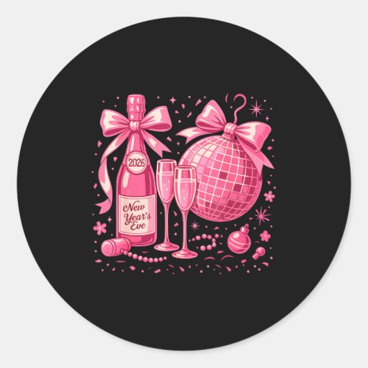 Nk New Year's Eve 2026 Disco Champagne Party Runder Aufkleber (Vorderseite)