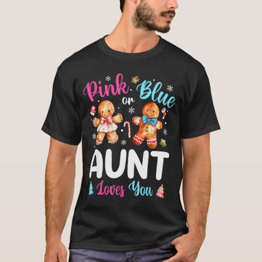 Nk Or Blue Aunt Loves You Gender Reveal Christmas  T-Shirt (Vorderseite)
