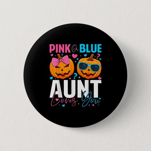 Nk Or Blue Aunt Loves You Pumpkin Halloween Gender Button (Vorderseite)