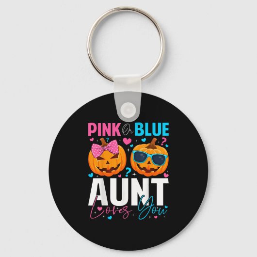 Nk Or Blue Aunt Loves You Pumpkin Halloween Gender Schlüsselanhänger (Vorderseite)