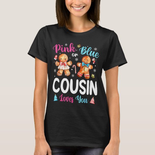 Nk Or Blue Cousin Loves You Gender Reveal Christma T-Shirt (Vorderseite)