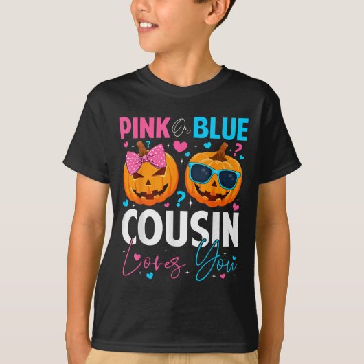 Nk Or Blue Cousin Loves You Pumpkin Halloween Gend T-Shirt (Vorderseite)