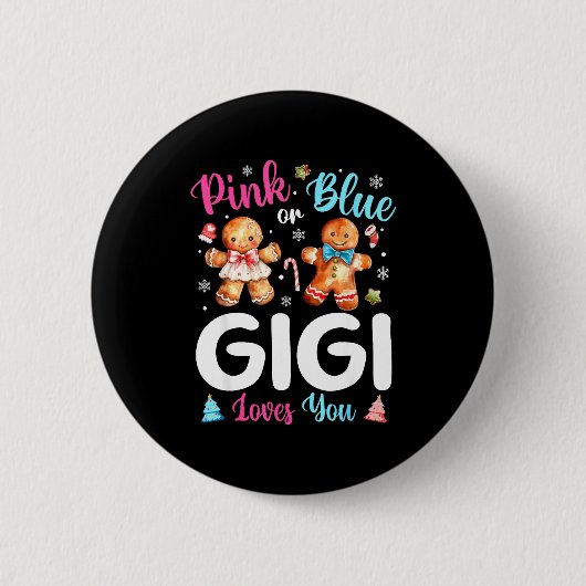 Nk Or Blue Gigi Loves You Gender Reveal Christmas Button (Vorderseite)