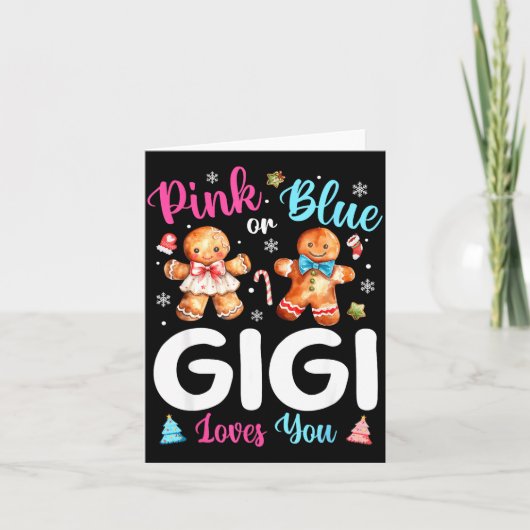Nk Or Blue Gigi Loves You Gender Reveal Christmas  Karte (Vorderseite)