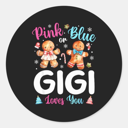 Nk Or Blue Gigi Loves You Gender Reveal Christmas  Runder Aufkleber (Vorderseite)