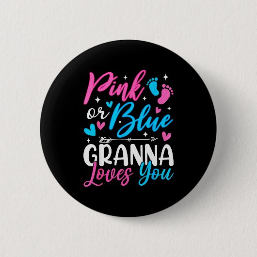 Nk Or Blue Gr Loves You Gender Reveal Baby Button (Vorderseite)