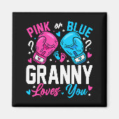 Nk Or Blue Granny Loves You Boxing Gender Reveal Magnet (Vorne)