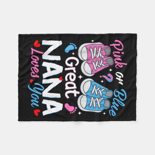 Nk Or Blue Great Nana Loves You Gender Reveal  Fleecedecke (Vorderseite (Horizontal))