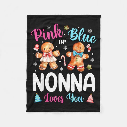 Nk Or Blue Nonna Loves You Gender Reveal Christmas Fleecedecke (Vorderseite)