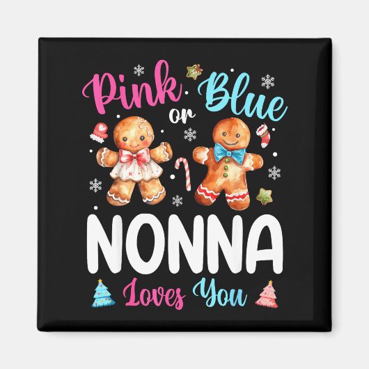 Nk Or Blue Nonna Loves You Gender Reveal Christmas Magnet (Vorne)