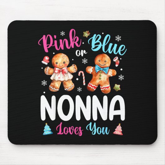 Nk Or Blue Nonna Loves You Gender Reveal Christmas Mousepad (Vorne)