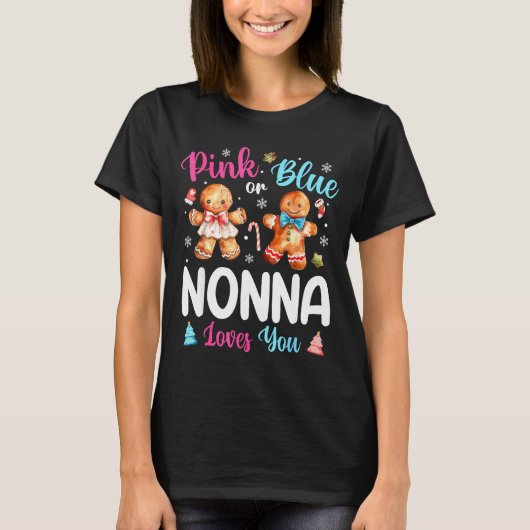 Nk Or Blue Nonna Loves You Gender Reveal Christmas T-Shirt (Vorderseite)