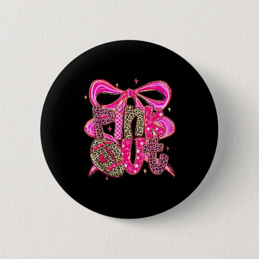 Nk Out Breast Cancer Football Coquette Bow Mom Gir Button (Vorderseite)