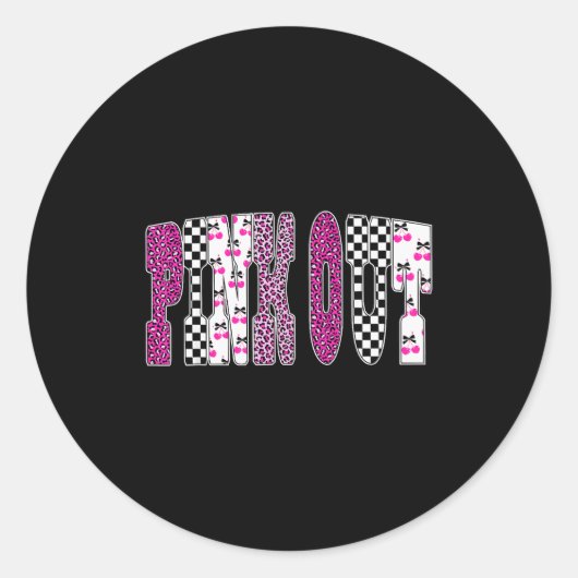 Nk Out Leopard Checkered Breast Cancer Football Ga Runder Aufkleber (Vorderseite)