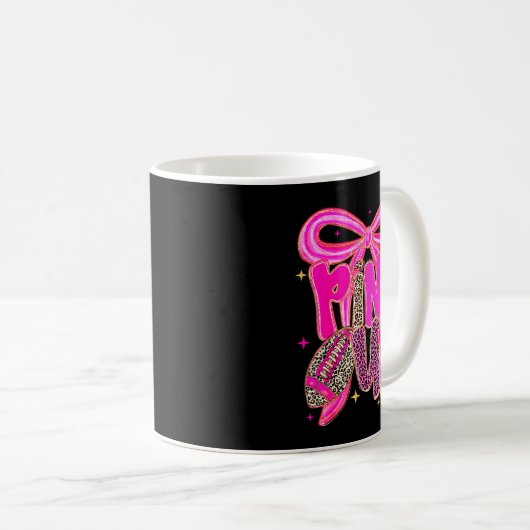 Nk Out Leopard Football Bow Breast Cancer Awarenes Kaffeetasse (VorderseiteRechts)