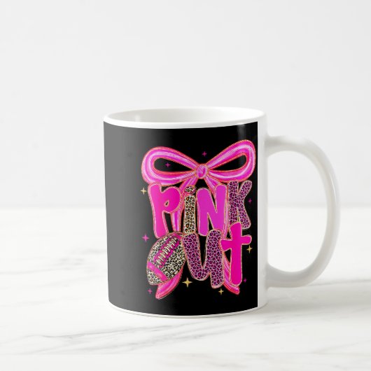 Nk Out Leopard Football Bow Breast Cancer Awarenes Kaffeetasse (Rechts)
