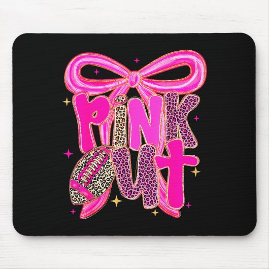 Nk Out Leopard Football Bow Breast Cancer Awarenes Mousepad (Vorne)