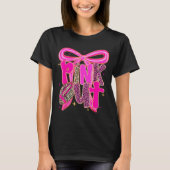 Nk Out Leopard Football Bow Breast Cancer Awarenes T-Shirt (Vorderseite)