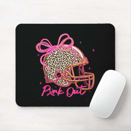 Nk Out Leopard Football Helmet Bow Preppy Breast C Mousepad (Mit Mouse)
