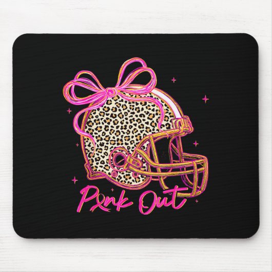Nk Out Leopard Football Helmet Bow Preppy Breast C Mousepad (Vorne)