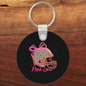 Nk Out Leopard Football Helmet Bow Preppy Breast C Schlüsselanhänger (Vorderseite)