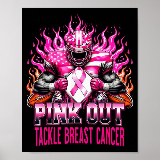 Nk Out Tackle Football Breast Cancer Awareness Men Poster (Vorne)