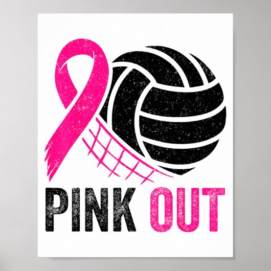 Nk Out Volleyball Breast Cancer Awareness Nk Ribbo Poster (Vorne)