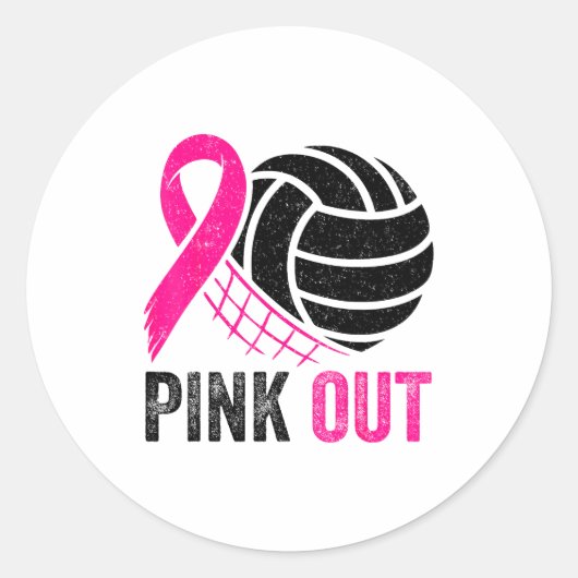 Nk Out Volleyball Breast Cancer Awareness Nk Ribbo Runder Aufkleber (Vorderseite)