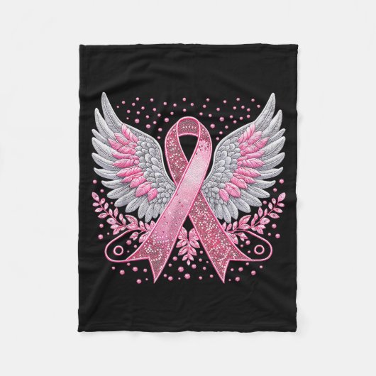 Nk Ribbon Angel Wings Breast Cancer Awareness Wome Fleecedecke (Vorderseite)